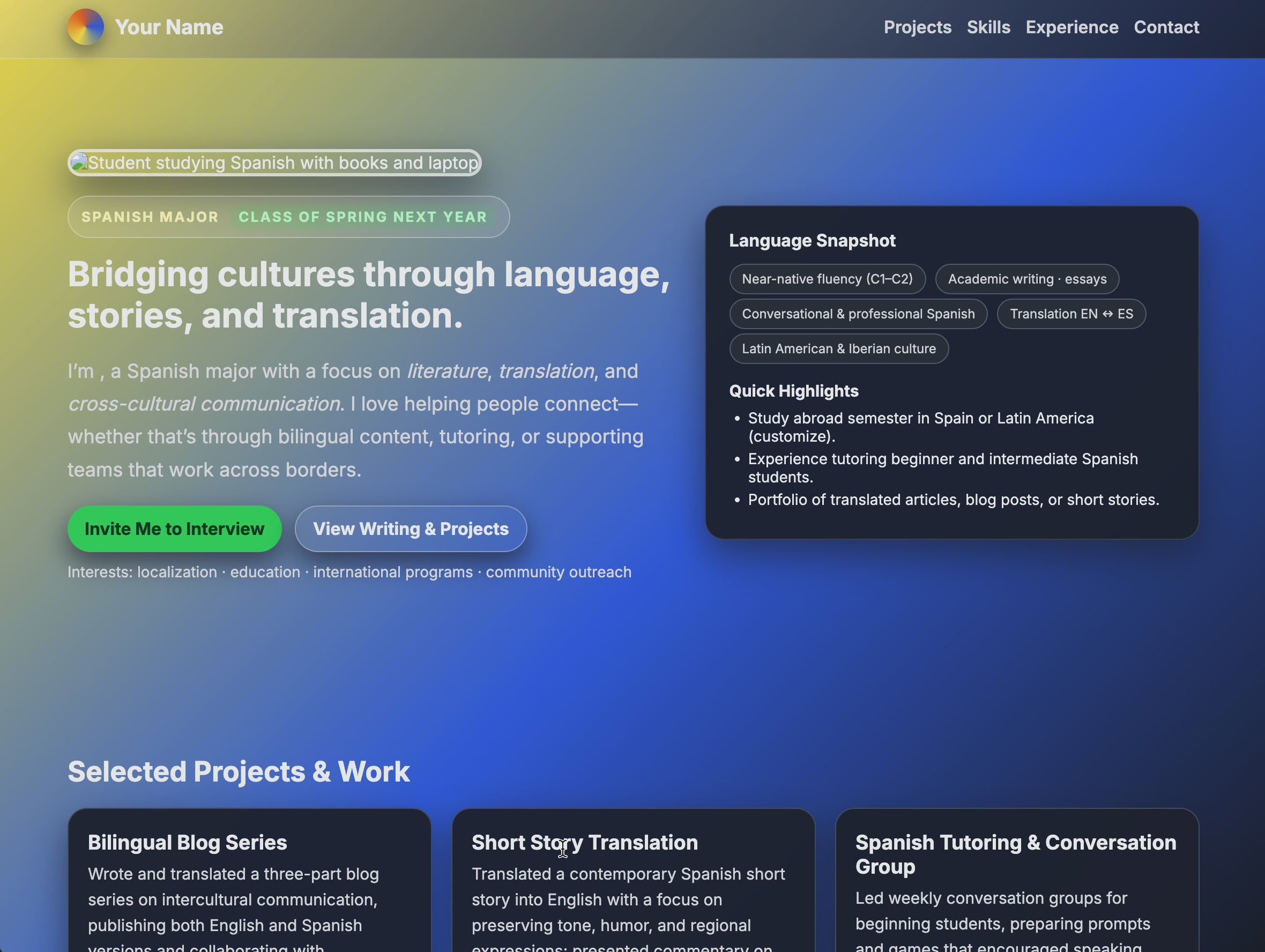 Spanish Portfolio Website