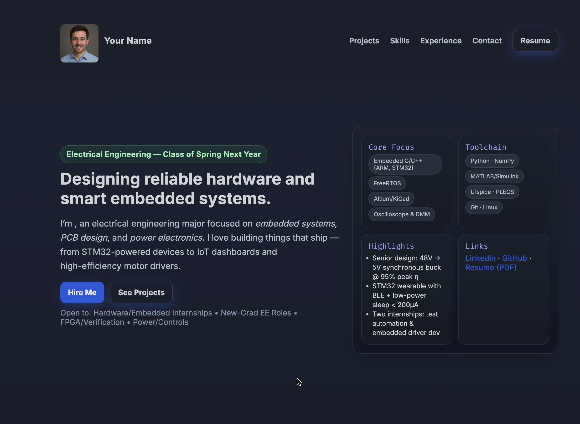 Electrical Engineering Portfolio Website
