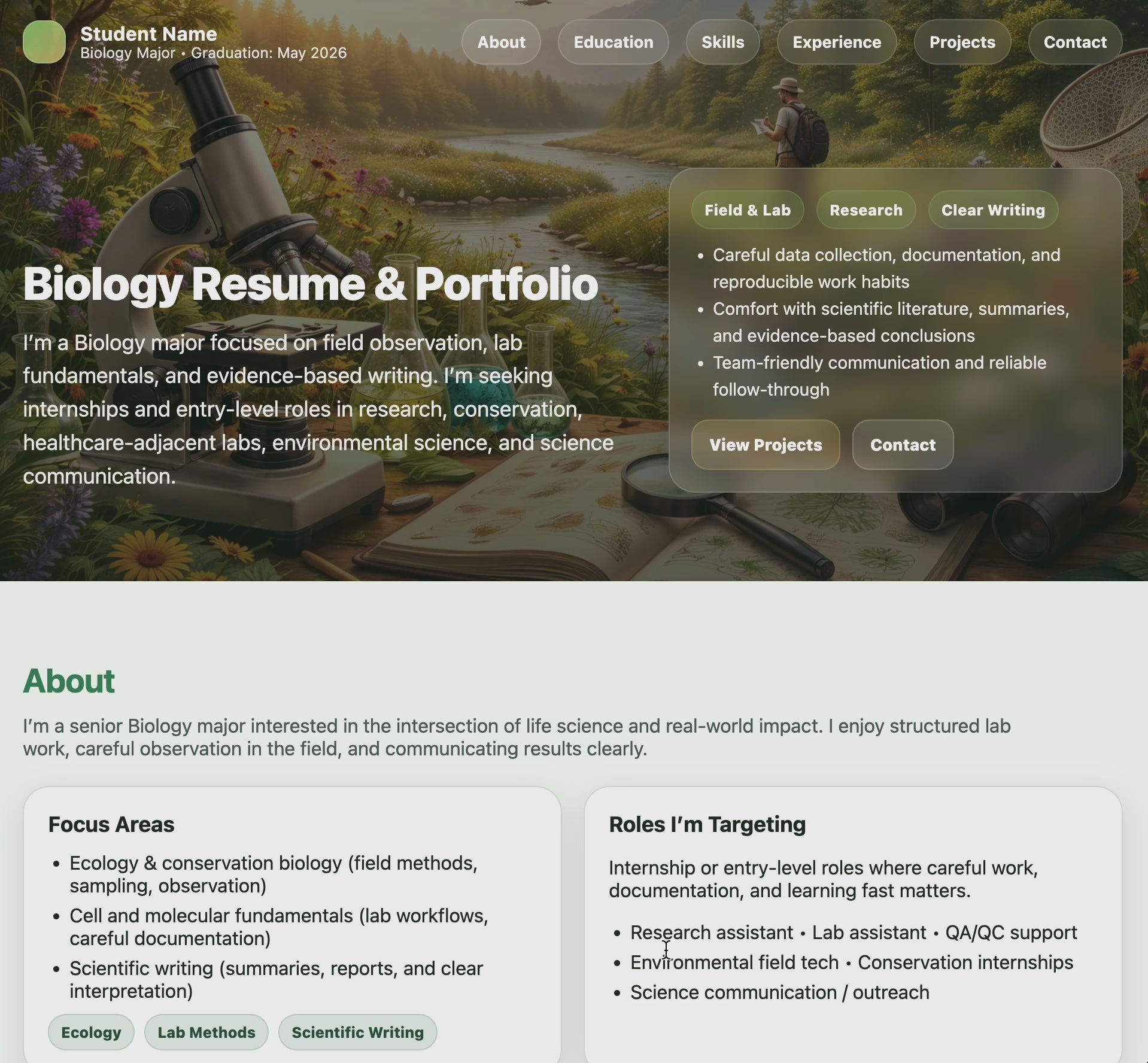 Biology Portfolio Website